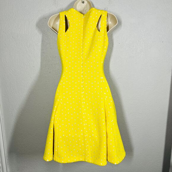 Tahari Fit & Flare Dress Golden Yellow Cutout Casual Spring Bright - 2P - Picture 5 of 6